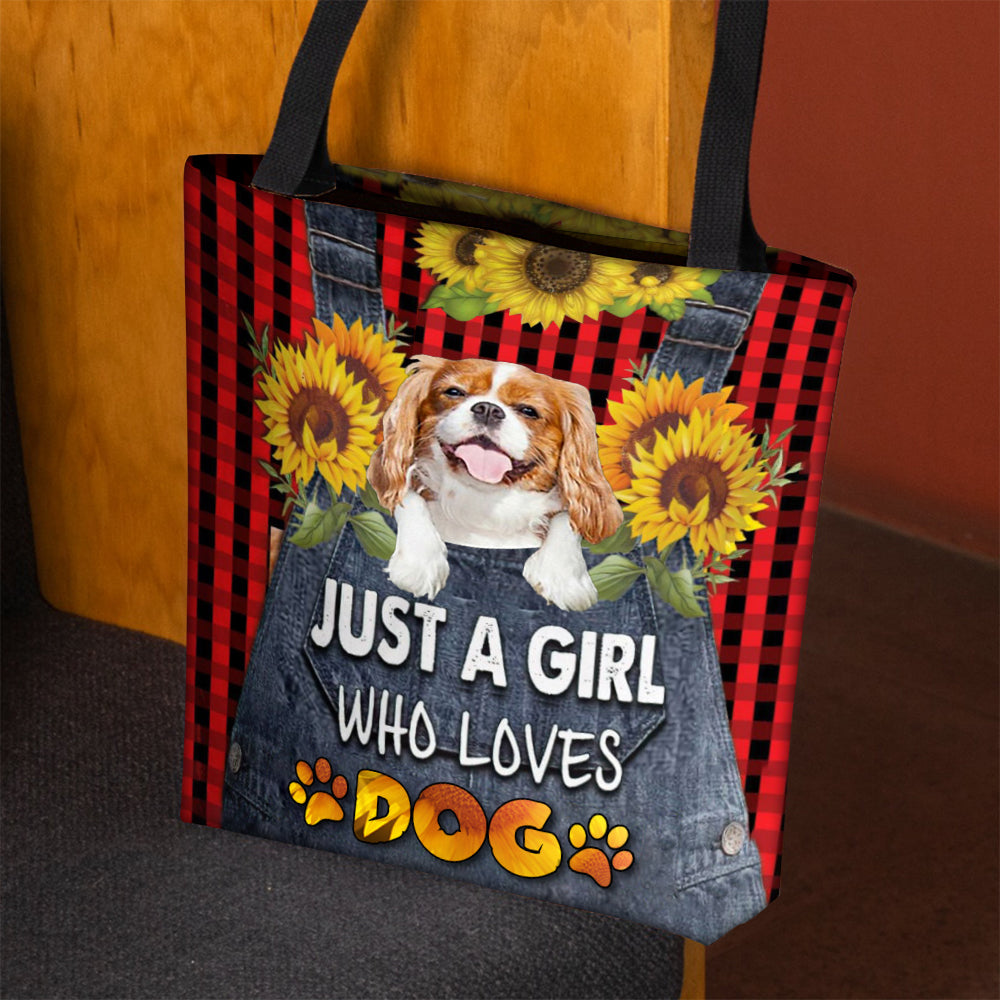 Cavalier King Charles Spaniel_001-Just A Girl Who Loves Dog Tote Bag