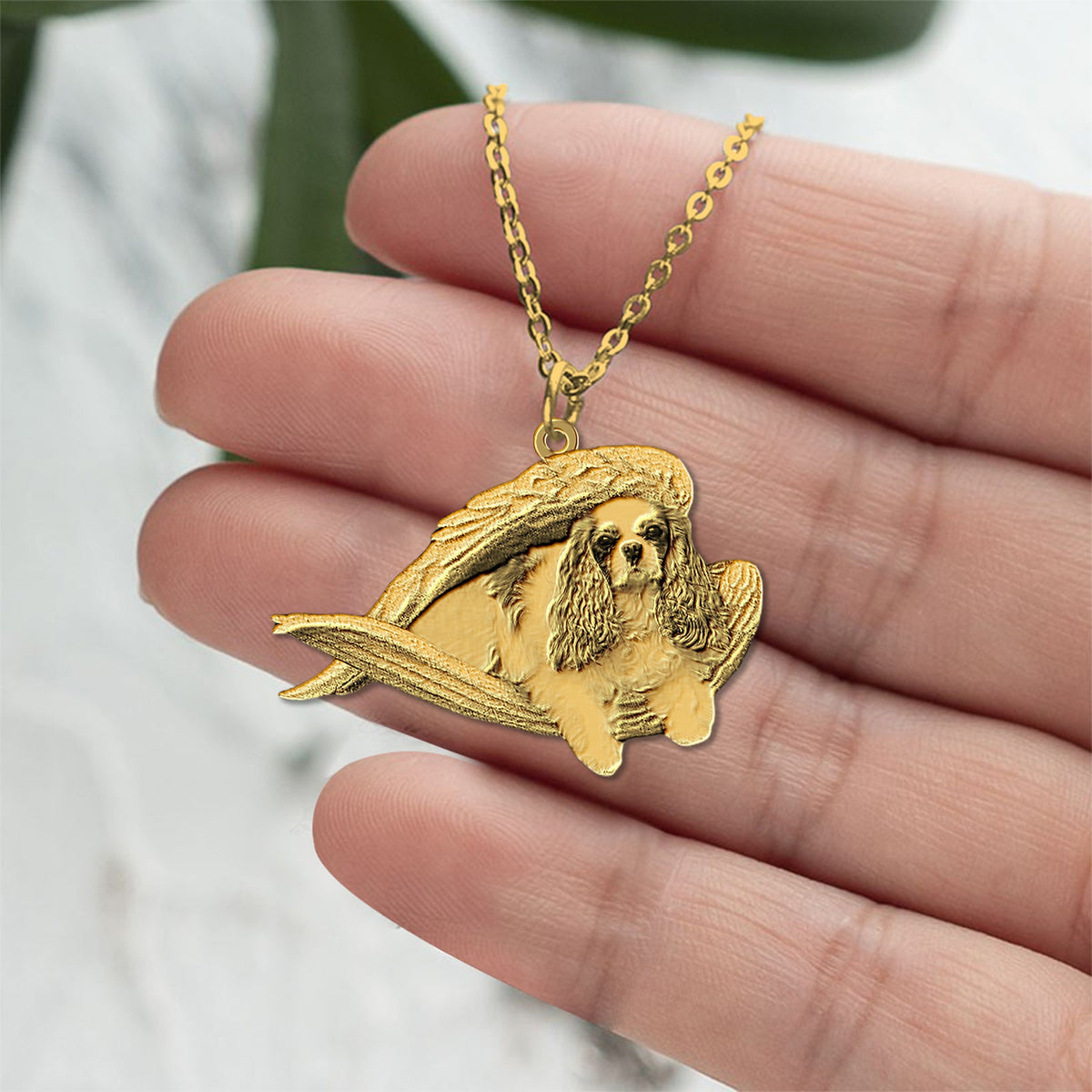 Cavalier King Charles Spaniel  Sleeping Angel Necklace