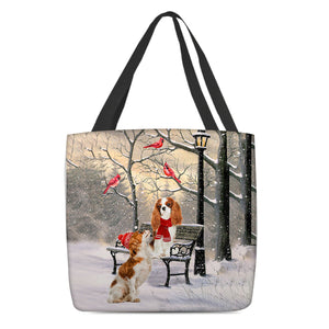Cavalier King Charles Spaniel 02 Hello Christmas/Winter/New Year Tote Bag