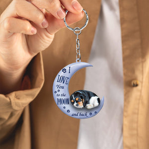 Cavalier King Charles Spaniel1 I Love You To The Moon And Back Flat Acrylic Keychain
