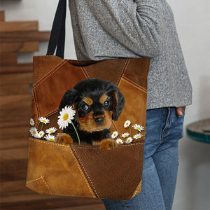 Cavalier King Charles Spaniel Holding Daisy  All Over Printed Tote Bag