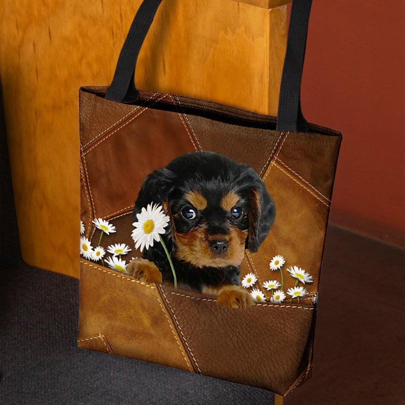 Cavalier King Charles Spaniel Holding Daisy  All Over Printed Tote Bag