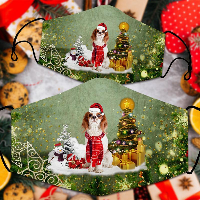 Cavalier King Charles Spaniel Merry Christmas Face Mask