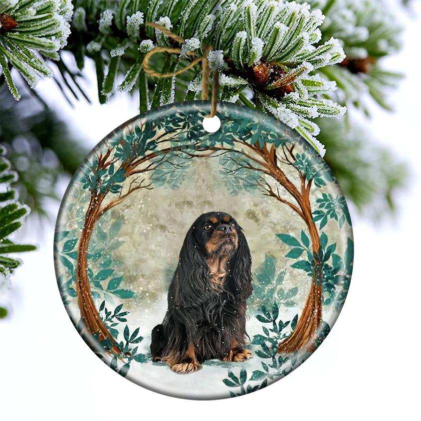 Cavalier King Charles Spaniel Among Forest Porcelain/Ceramic Ornament