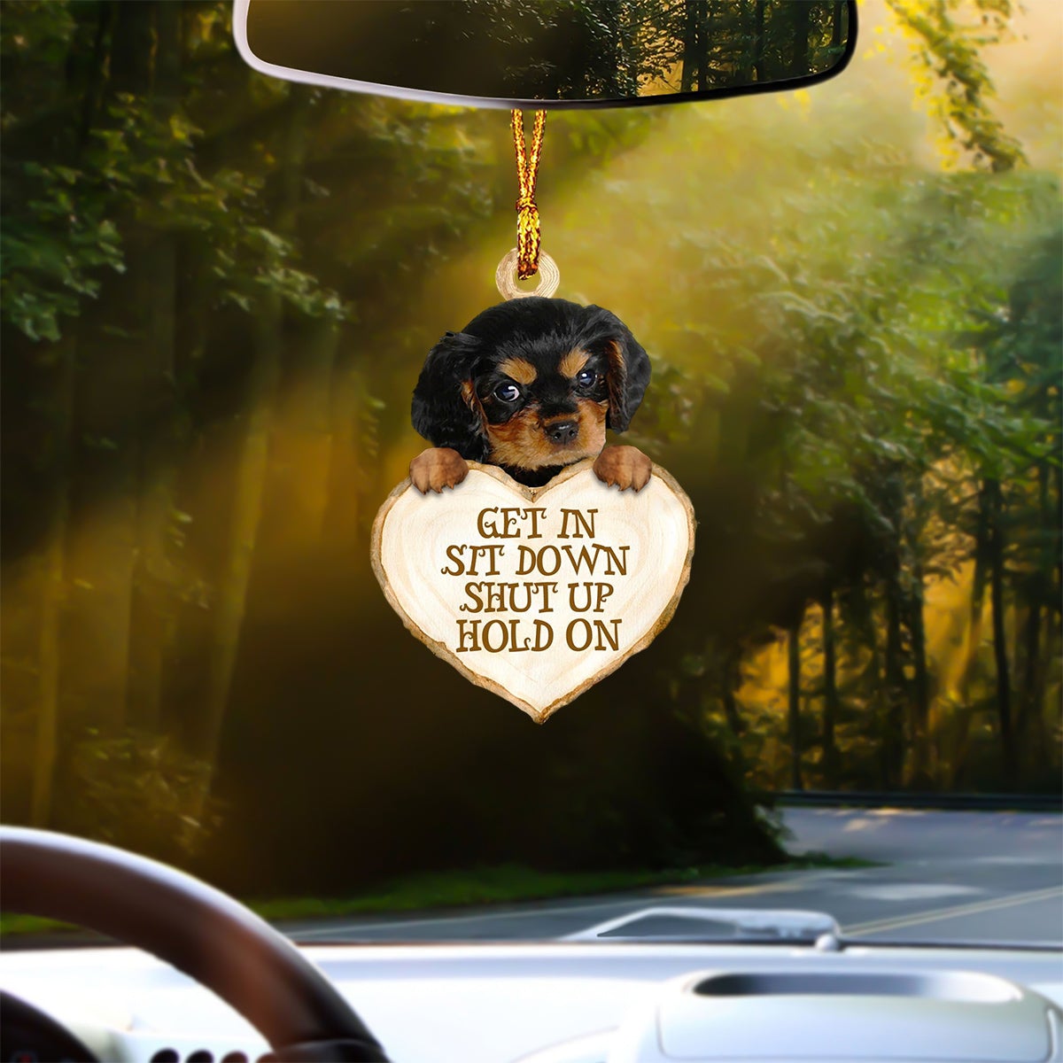 Cavalier King Charles Spaniel Heart Shape Get In Car Hanging Ornament