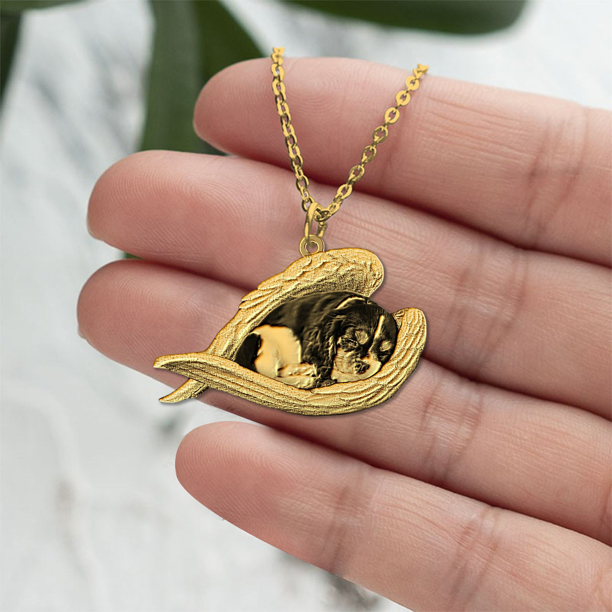 Cavalier King Charles Spaniel 02 Sleeping Angel Necklace