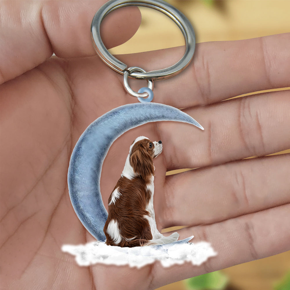 Cavalier King Charles Spaniel On The Moon Flat Acrylic Keychain