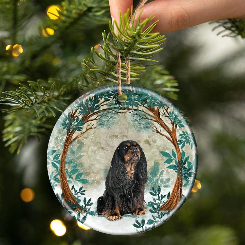 Cavalier King Charles Spaniel Among Forest Porcelain/Ceramic Ornament