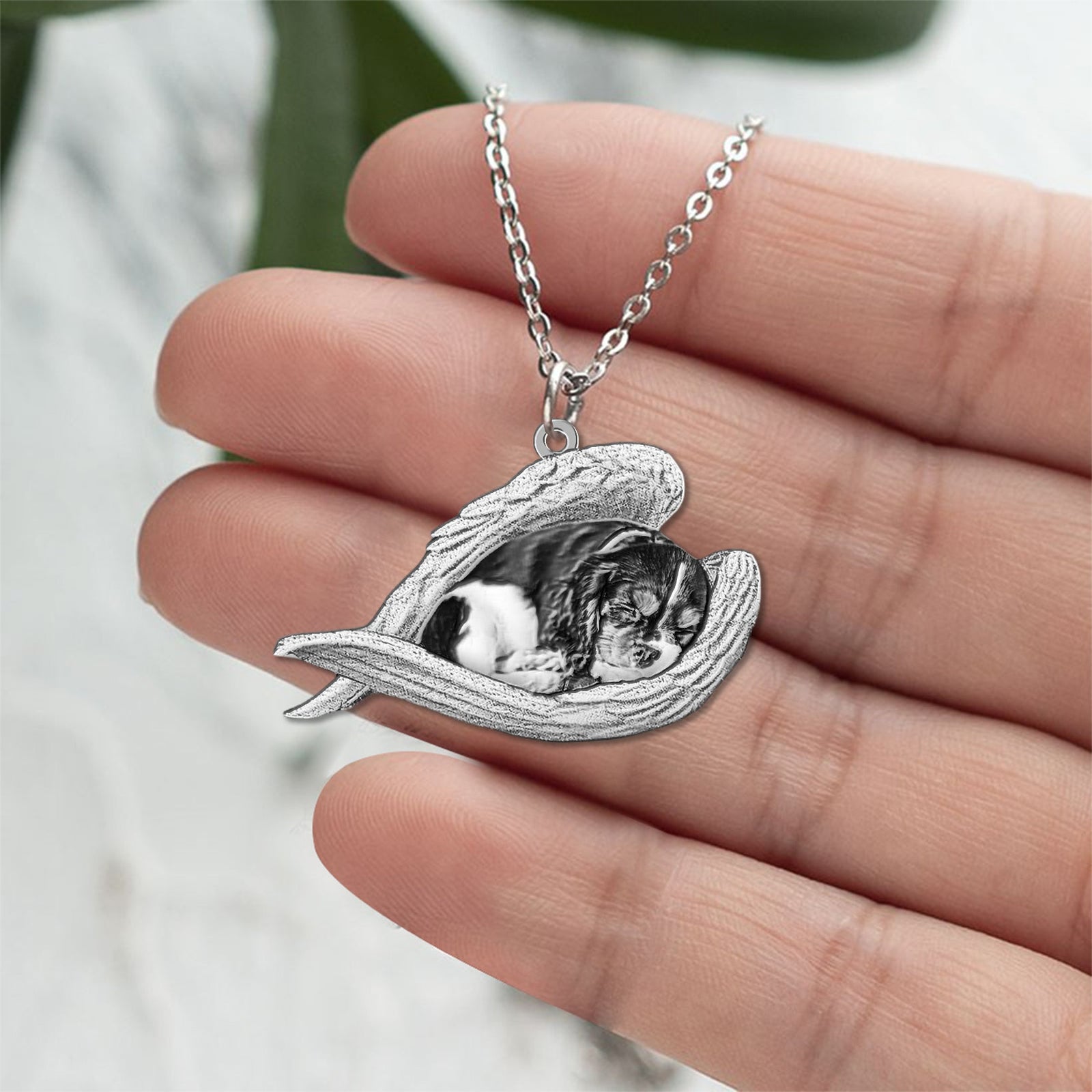 Cavalier King Charles Spaniel 02 Sleeping Angel Necklace
