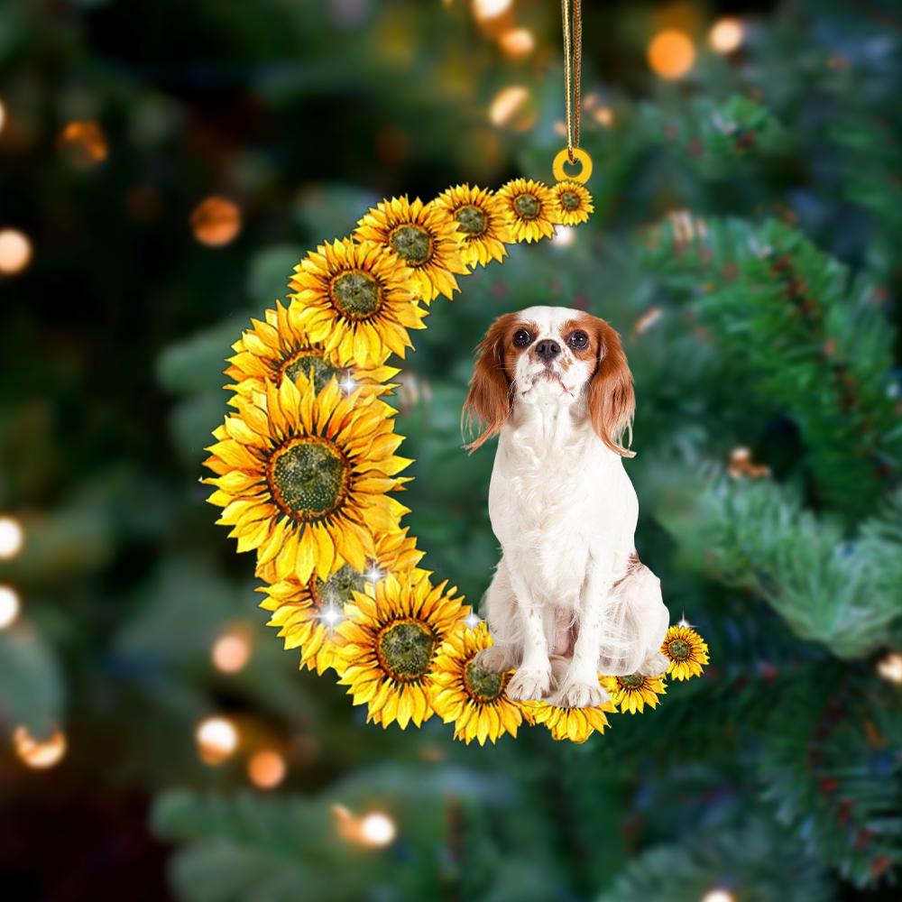 Cavalier King Charles Spaniel On Sunflower Moon Ornament