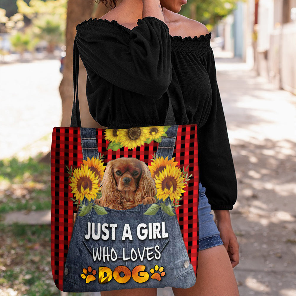 Cavalier King Charles Spaniel_002-Just A Girl Who Loves Dog Tote Bag