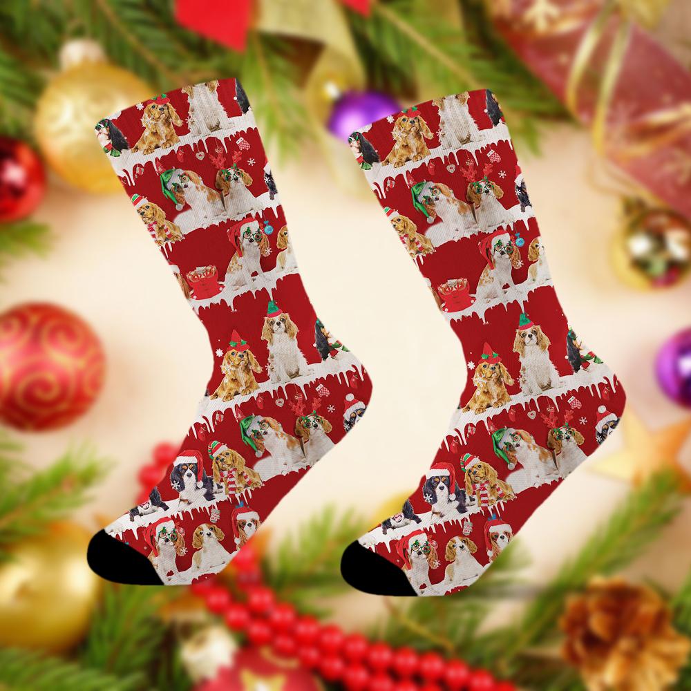 Cavalier King Charles Spaniel Merry Christmas Socks