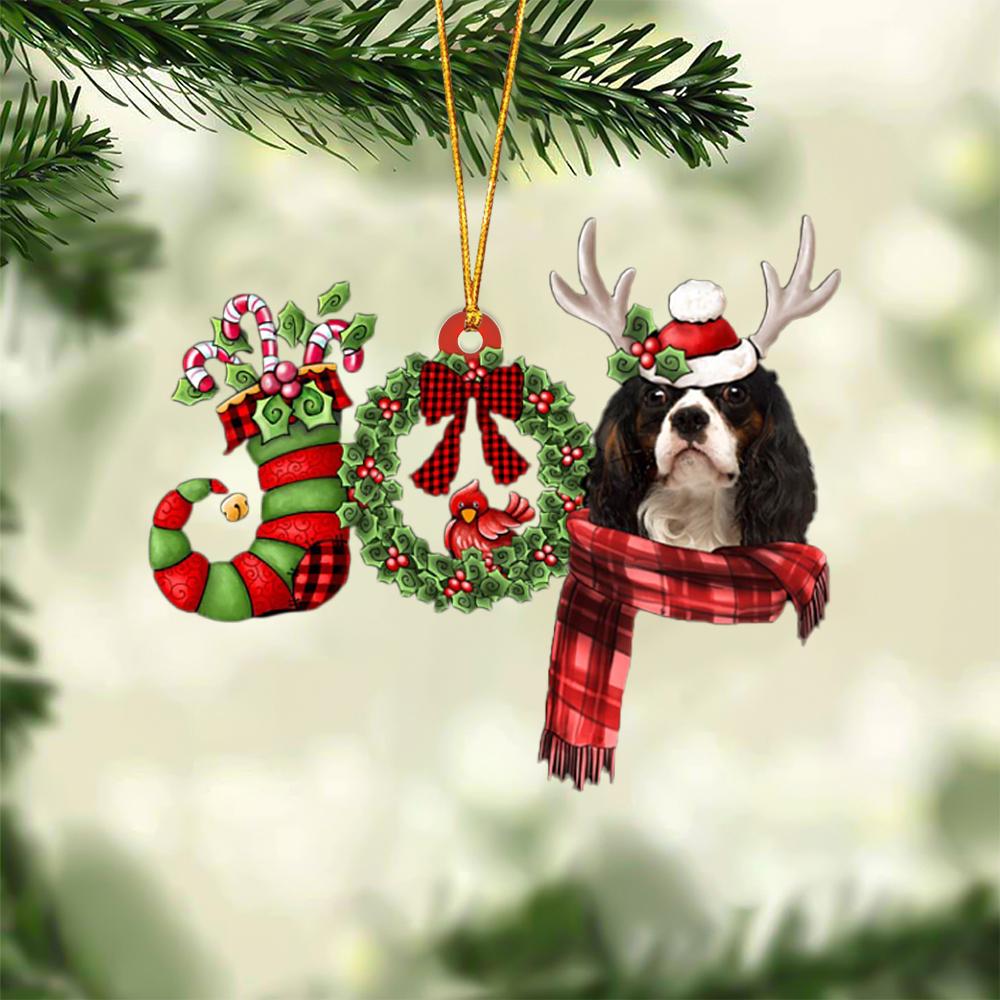 Cavalier King Charles Spaniel JOY Reindeer Hanging Ornament