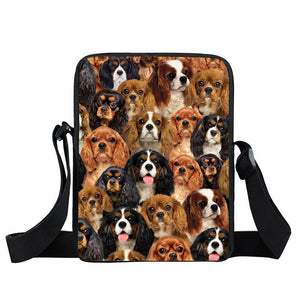 A Bunch Of Cavalier King Charles Spaniels Oxford Cloth Zipped Messenger Bag