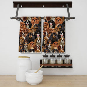 A Bunch Of Cavalier King Charles Spaniels Kitchen Towel