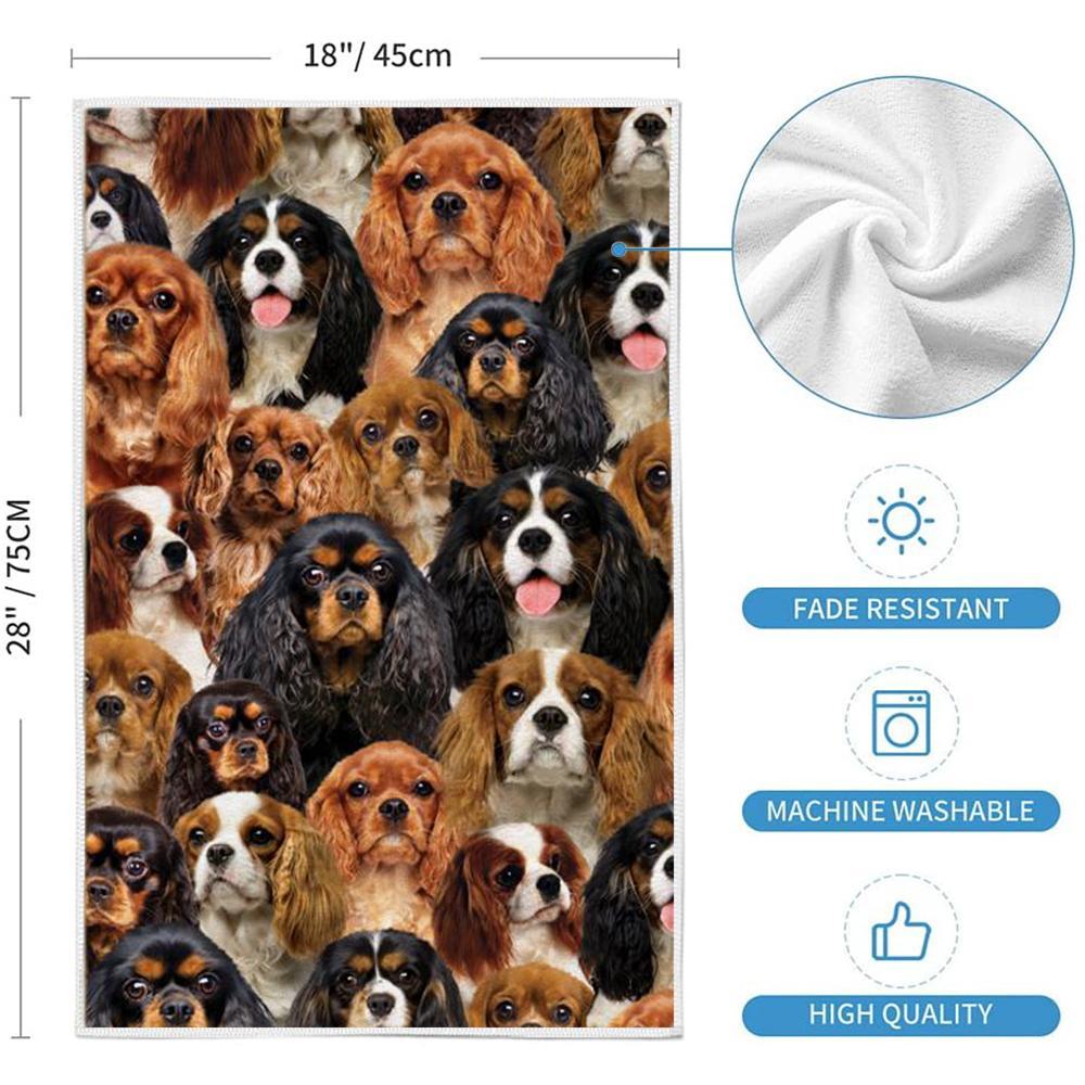 A Bunch Of Cavalier King Charles Spaniels Kitchen Towel