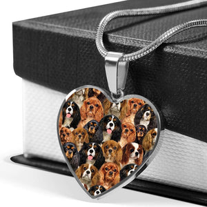 A Bunch Of Cavalier King Charles Spaniels Heart Necklace