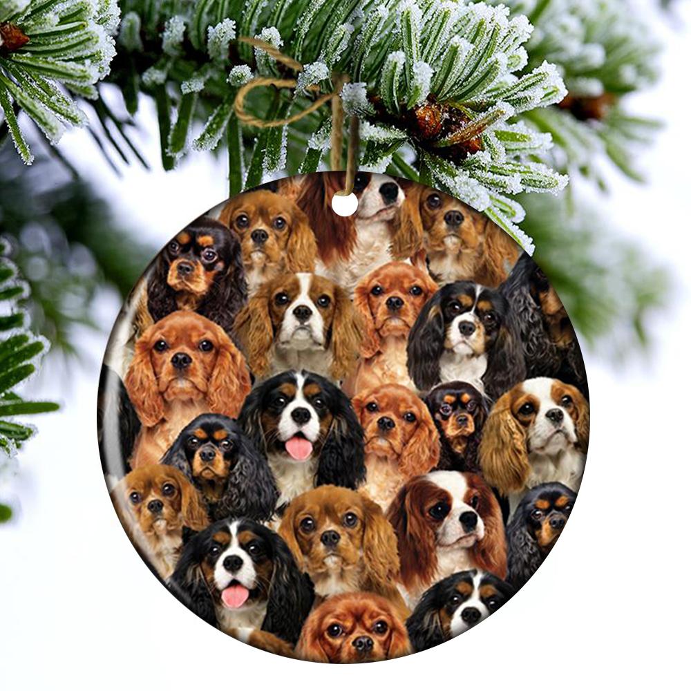 A Bunch Of Cavalier King Charles Spaniels Porcelain/Ceramic Ornament
