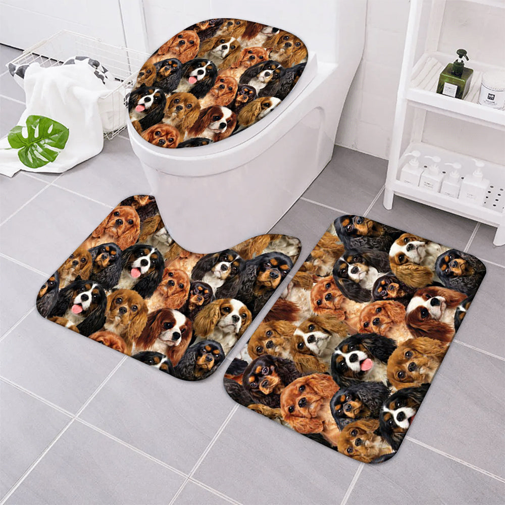 A Bunch Of Cavalier King Charles Spaniels Bathroom Mat Set