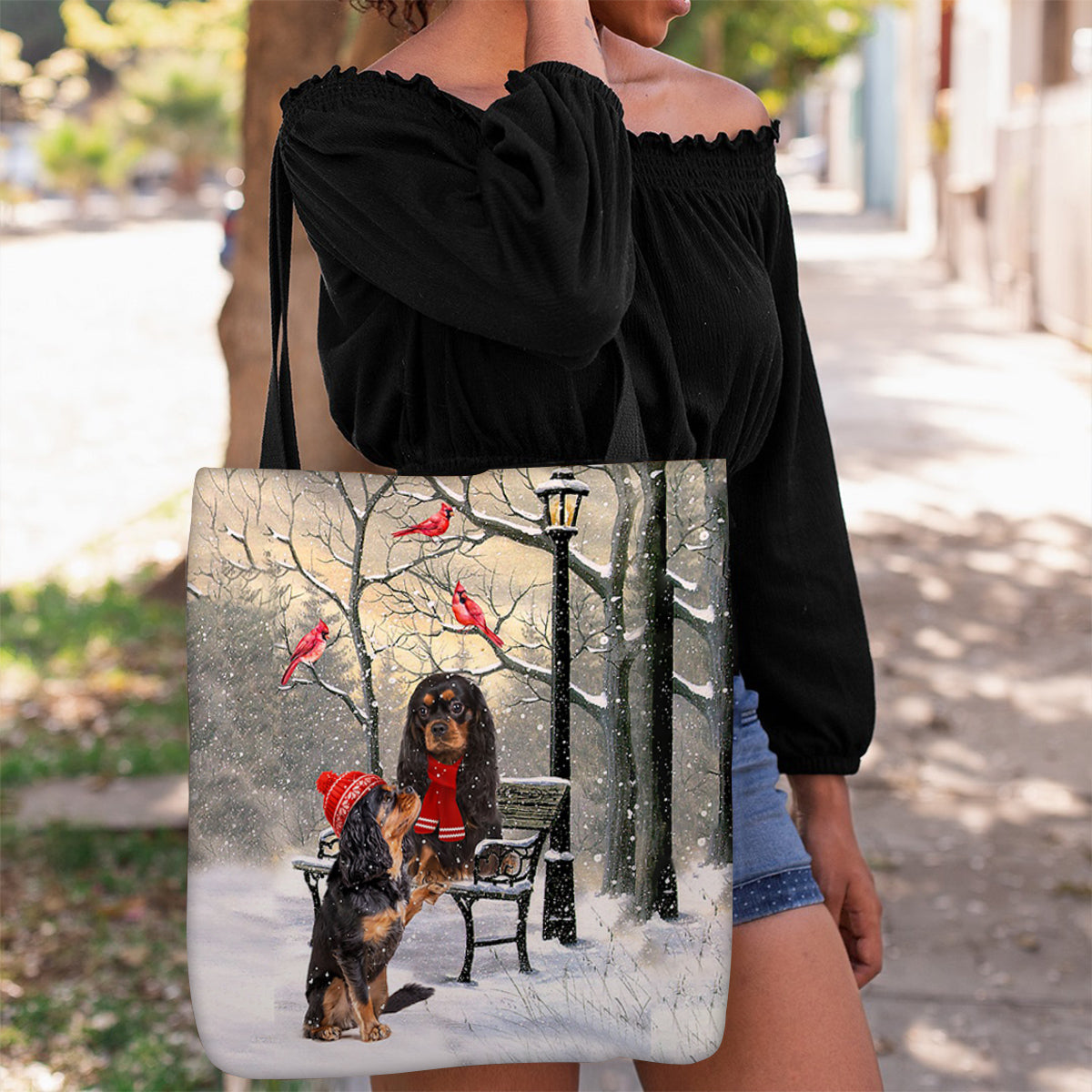 King Charles Spaniel Hello Christmas/Winter/New Year Tote Bag