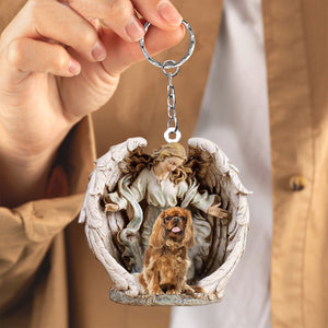 Angel Hug Cavalier king charles spaniel (3) Acrylic Keychain