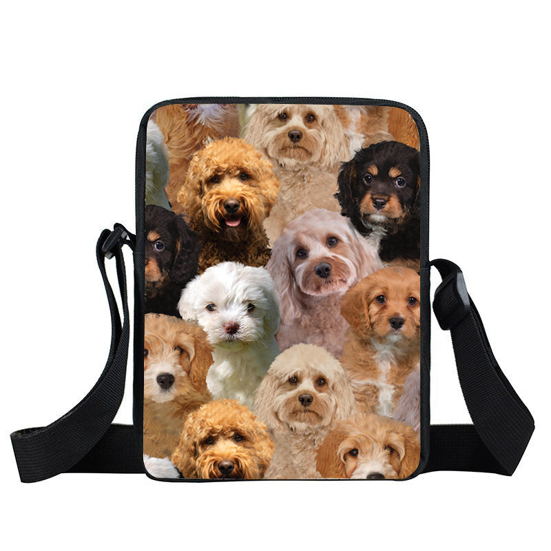 A Bunch Of Cavapoo Oxford Cloth Zipped Messenger Bag