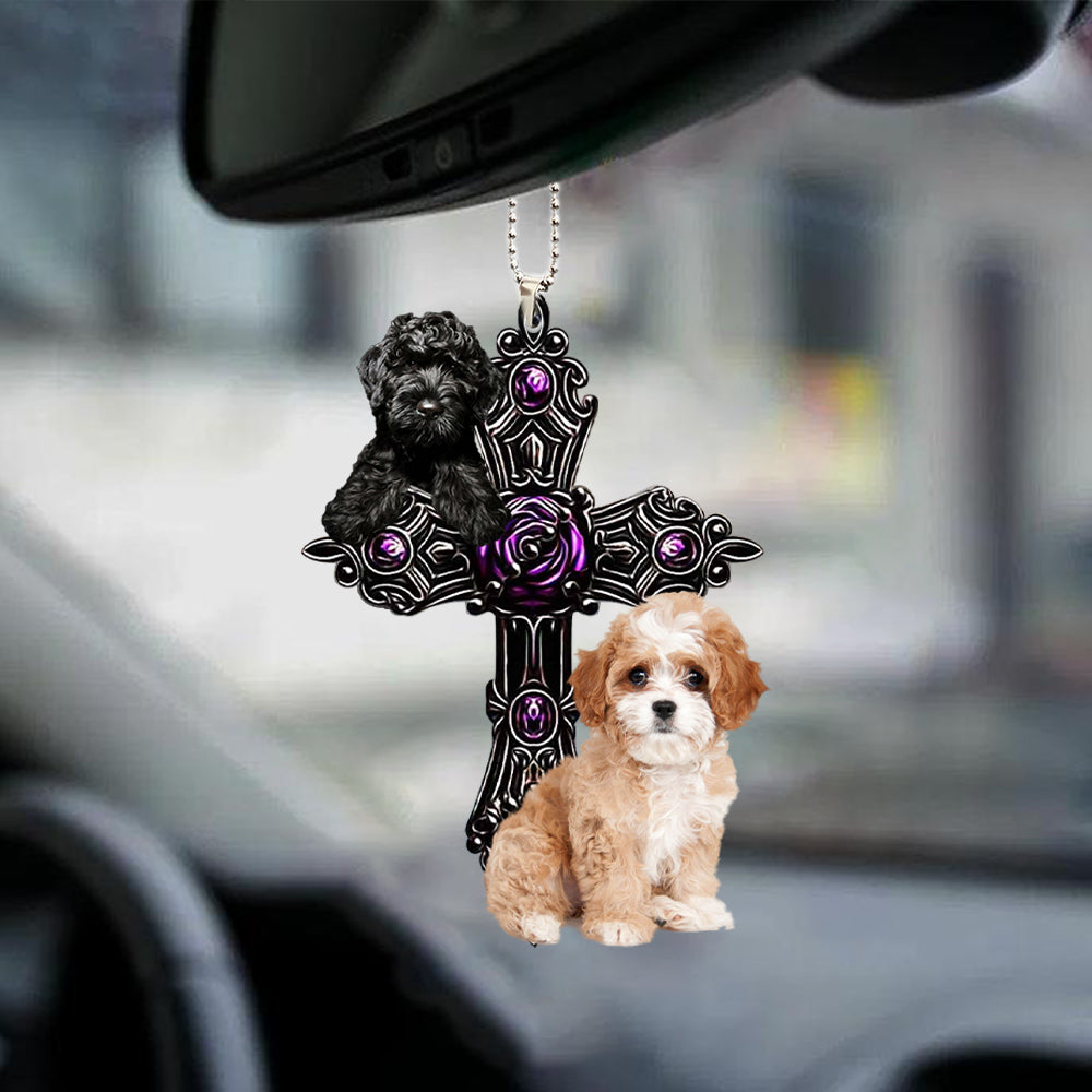 Cavapoo Pray For God Car Hanging Ornament