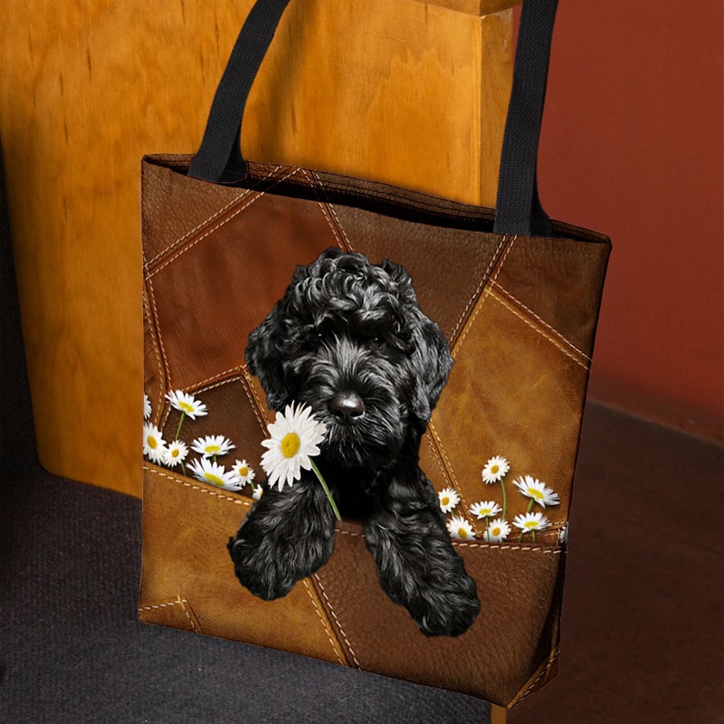 Cavapoo Holding Daisy All Over Printed Tote Bag