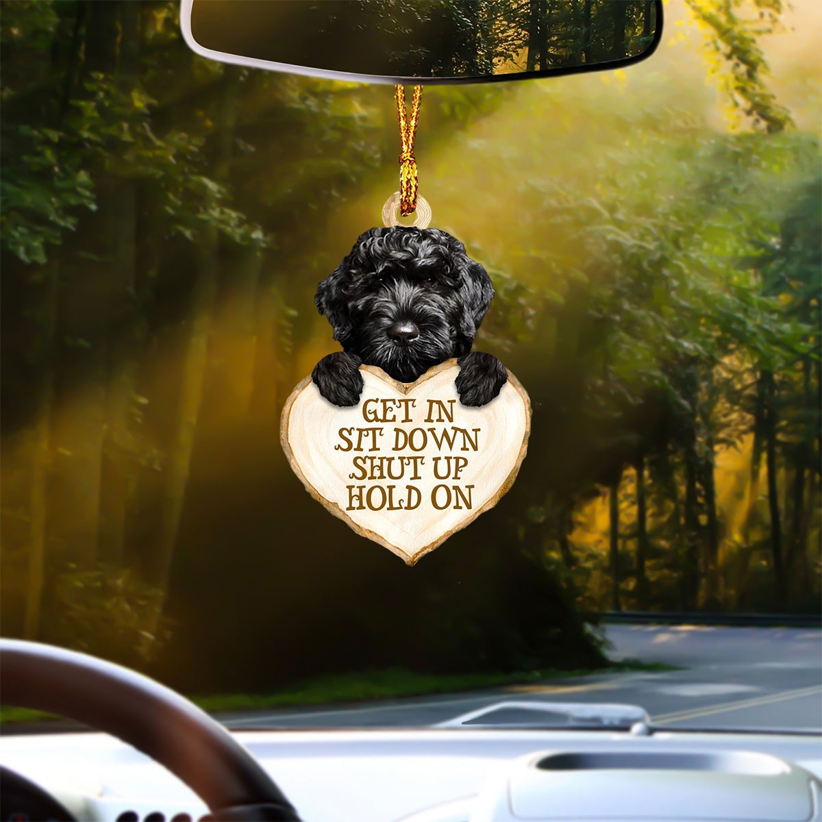 Cavapoo Heart Shape Get In Car Hanging Ornament