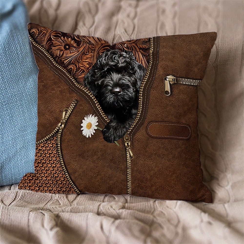 Cavapoo Holding Daisy Pillow Case