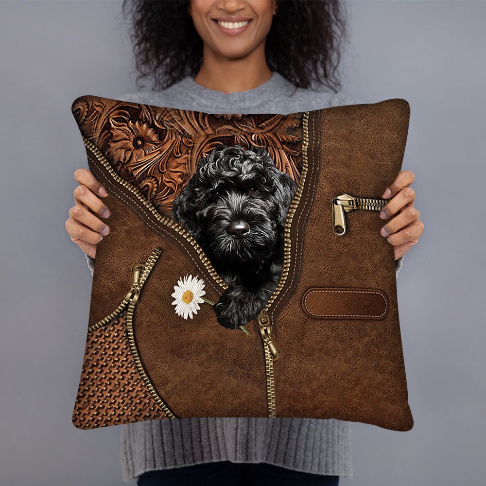 Cavapoo Holding Daisy Pillow Case