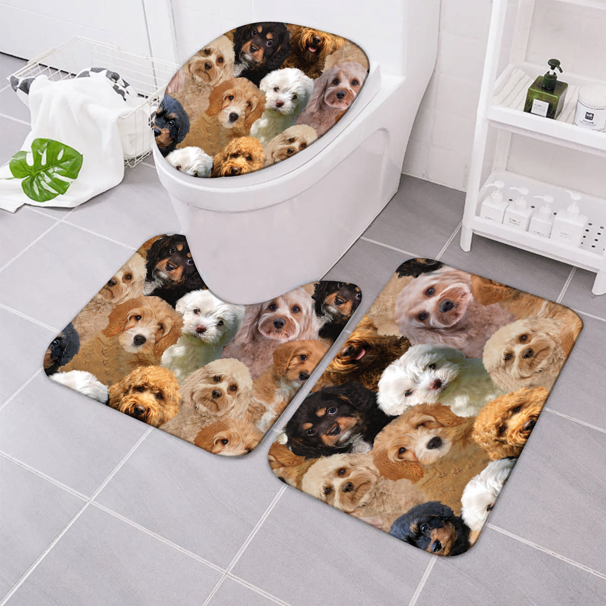 A Bunch Of Cavapoos Bathroom Mat Set
