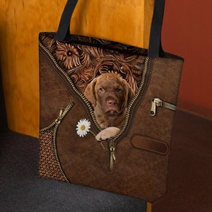 Chesapeake Bay Retriever Holding Daisy Tote Bag