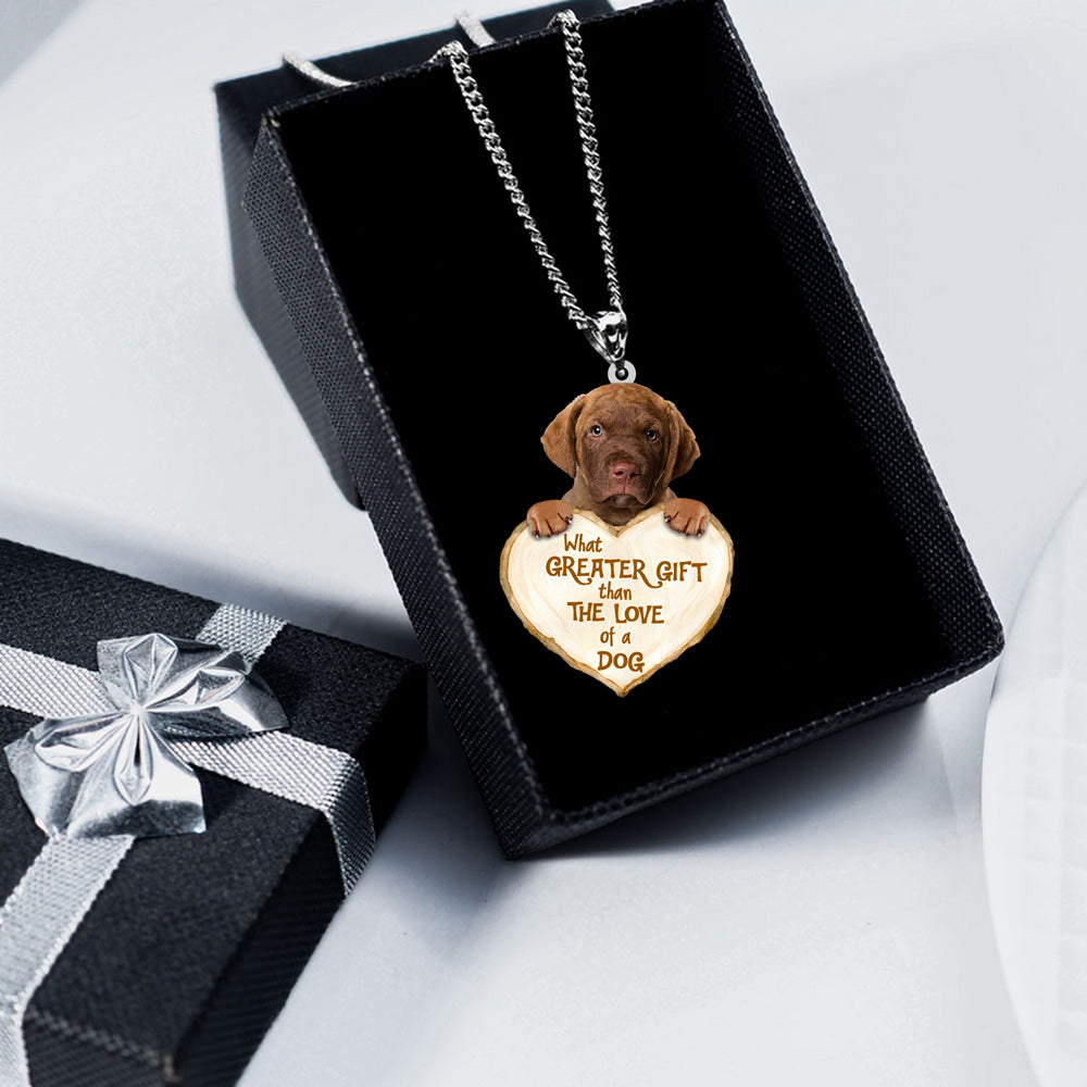 Chesapeake Bay Retriever -What Greater Gift Than The Love Of Dog Stainless Steel Necklace