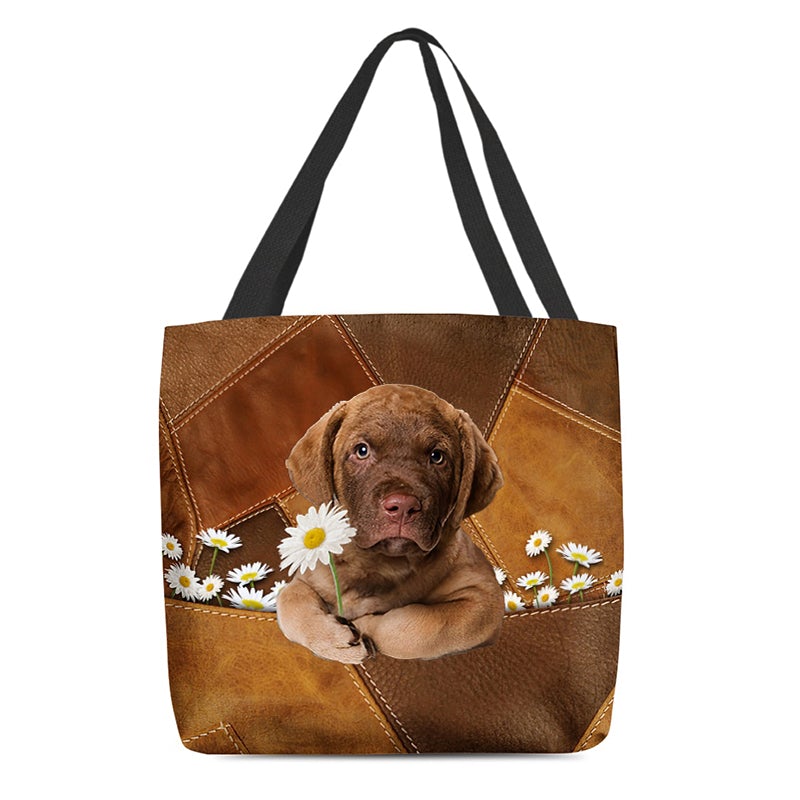 Chesapeake Bay Retriever Holding Daisy All Over Printed Tote Bag