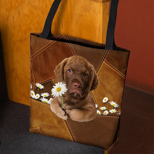 Chesapeake Bay Retriever Holding Daisy All Over Printed Tote Bag