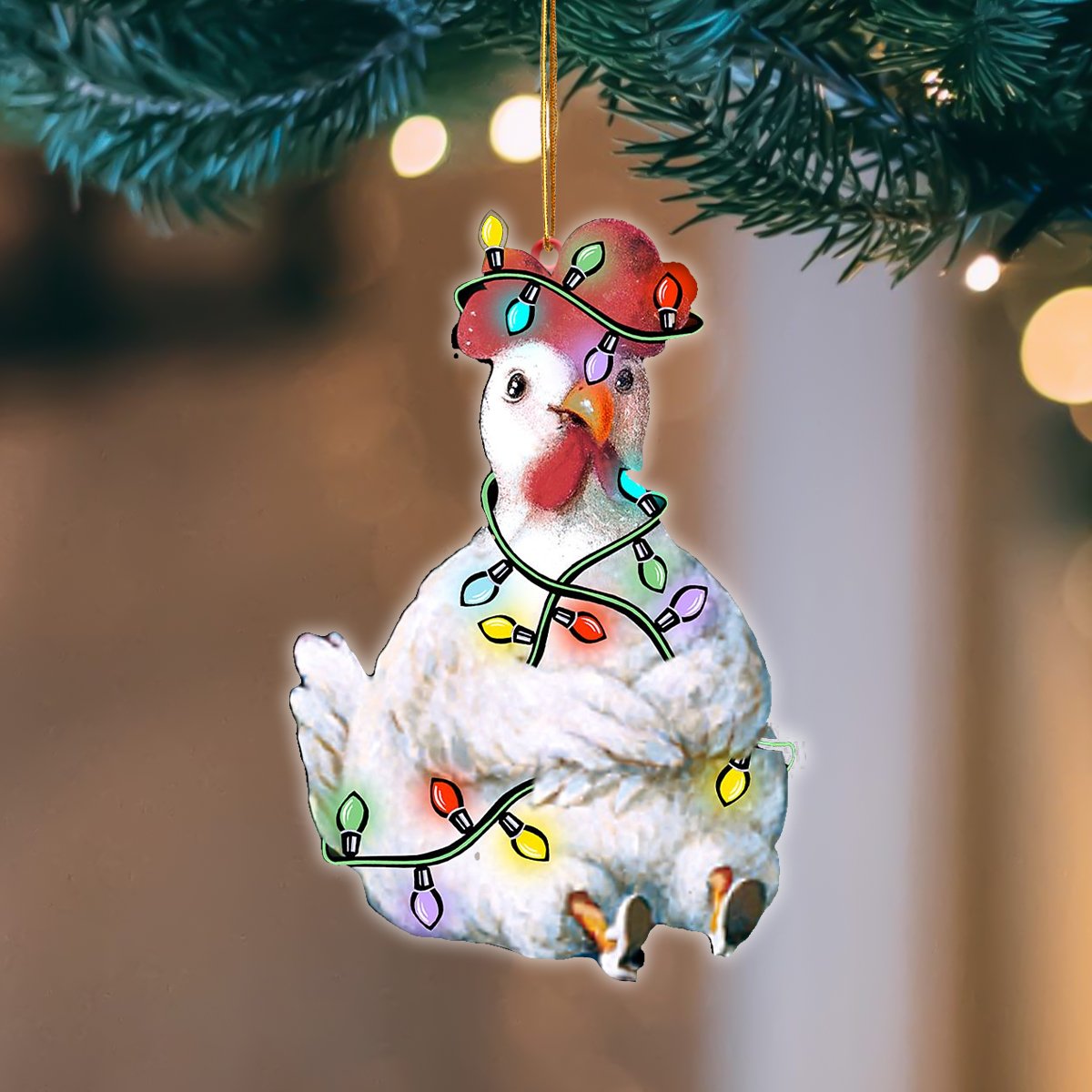 Chicken Christmas Light Hanging Ornament