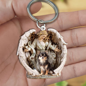 Angel Hug Chihuahua Acrylic Keychain