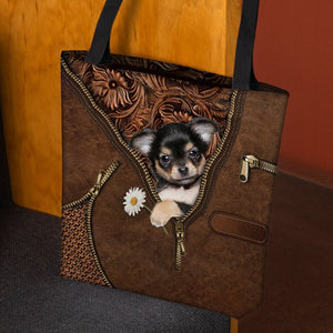 Chihuahua 02 Holding Daisy Tote Bag