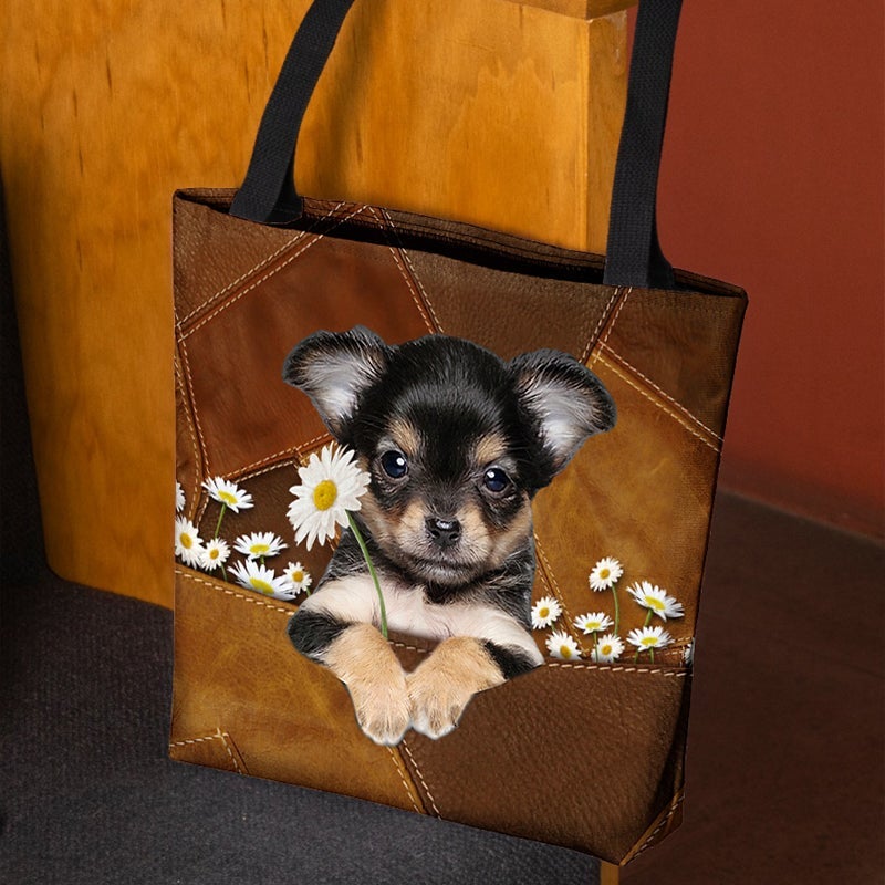 Chihuahua021 Holding Daisy  All Over Printed Tote Bag