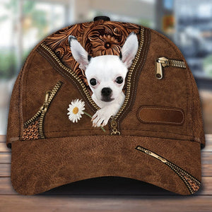 Chihuahua Holding Daisy Unisex Cap