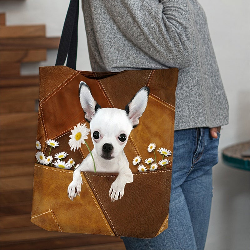 Chihuahua031 Holding Daisy  All Over Printed Tote Bag