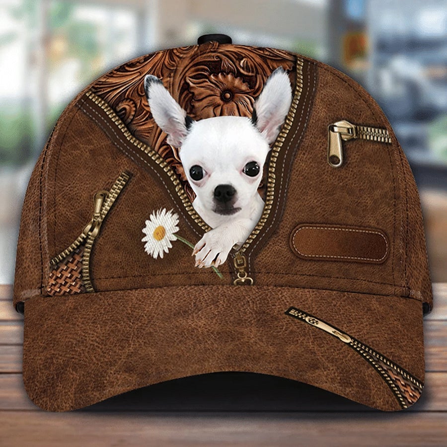 Chihuahua Holding Daisy Unisex Cap