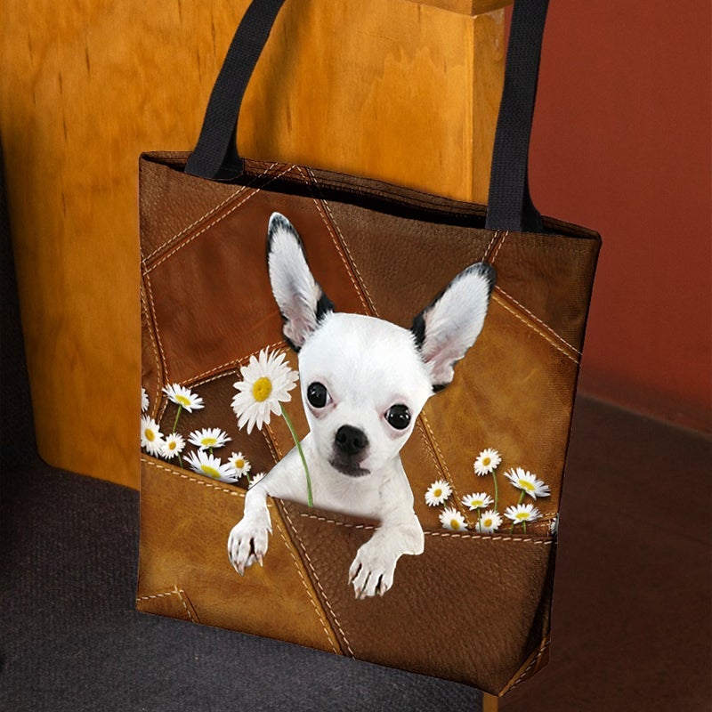 Chihuahua031 Holding Daisy  All Over Printed Tote Bag