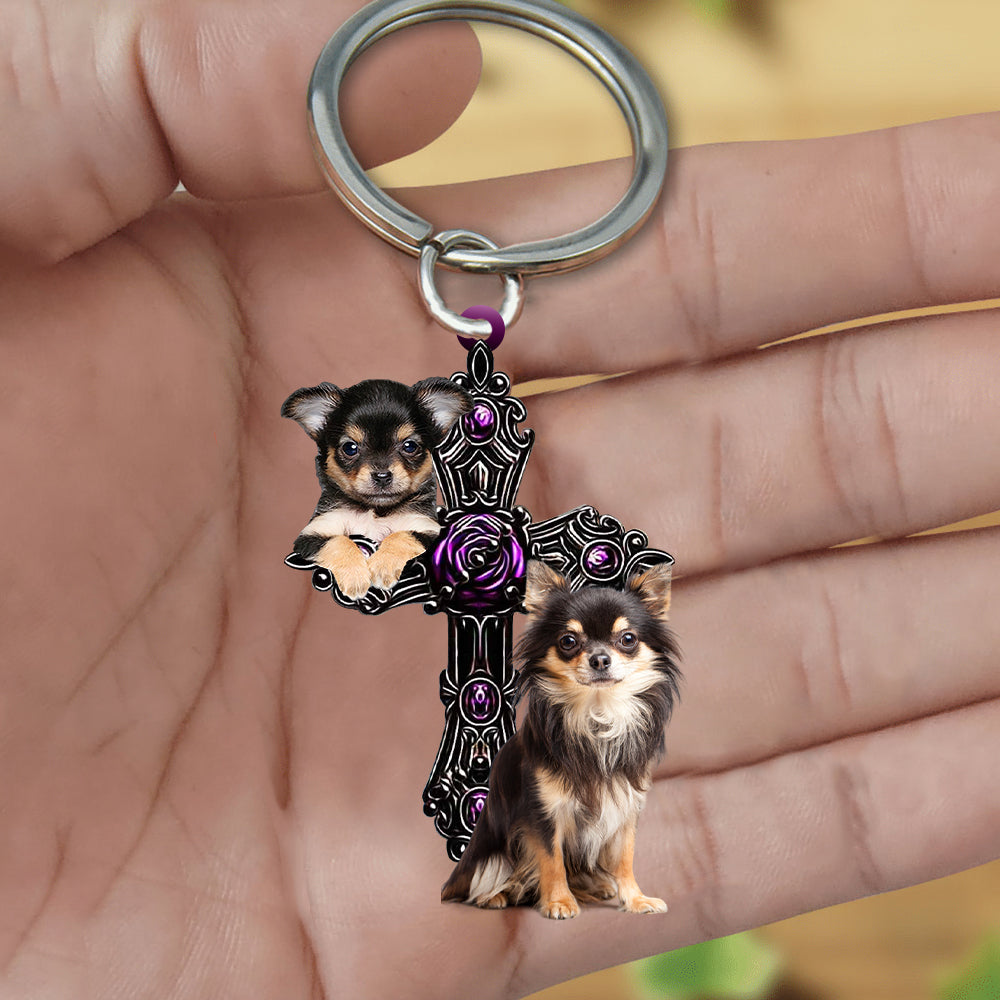Chihuahua07 Pray For God Acrylic Keychain
