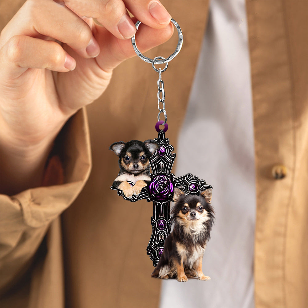 Chihuahua07 Pray For God Acrylic Keychain