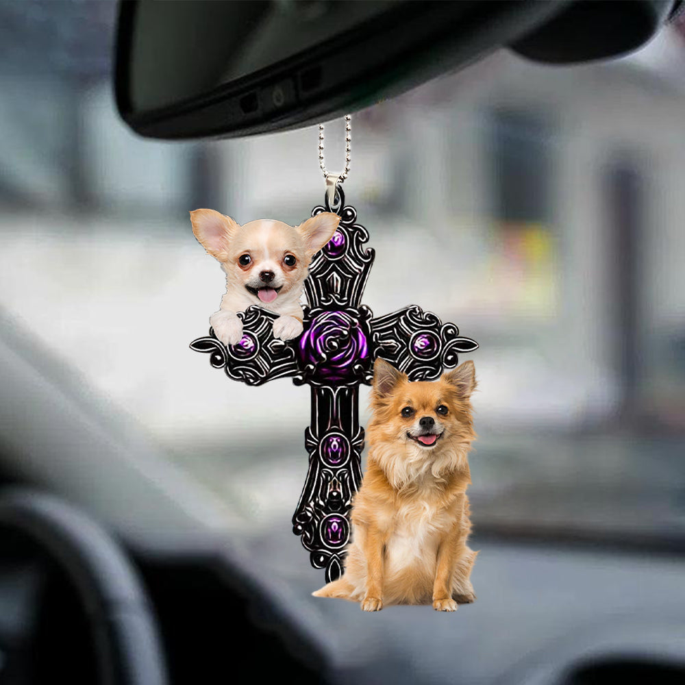 Chihuahua08  Pray For God Car Hanging Ornament
