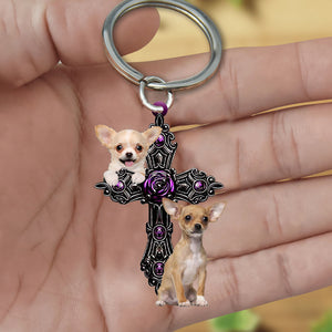 Chihuahua2 Pray For God Acrylic Keychain