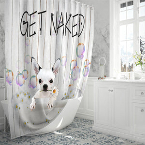 Chihuahua 2 Get Naked Daisy Shower Curtain