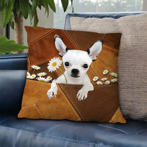 Chihuahua 2 Holding Daisy Pillow Case